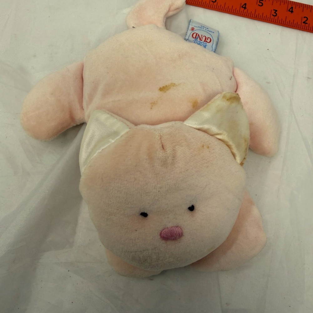 Vintage Baby Gund Puffy Luv 5764 Pink Kitty Cat Satin Paws Plush Toy 8"
